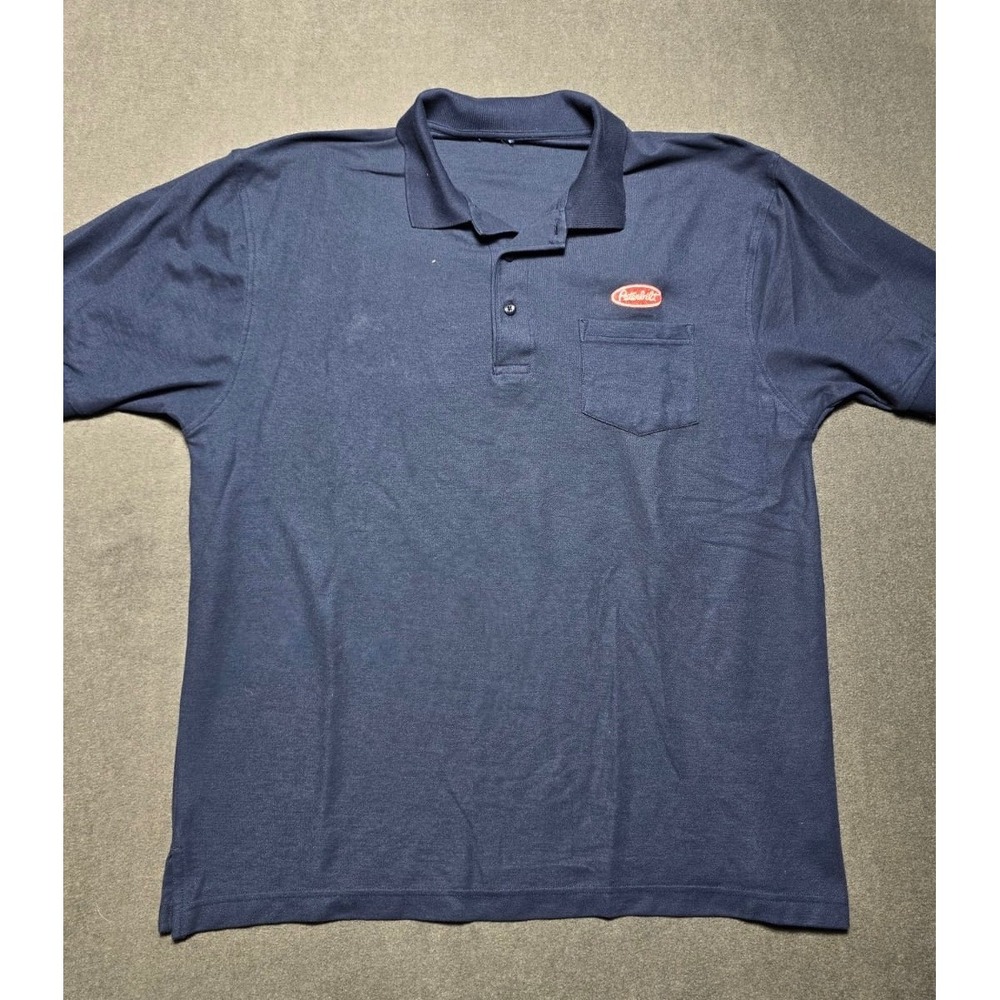 Peterbilt Polo Shirt Mens XL Pocket Short Sleeve Workwear‎ Uniform Blue